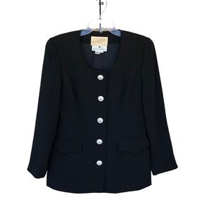 Rickie Freeman For TJ. NITES 💯 % Silk Vintage 61839  Button Down Black Jacket 4